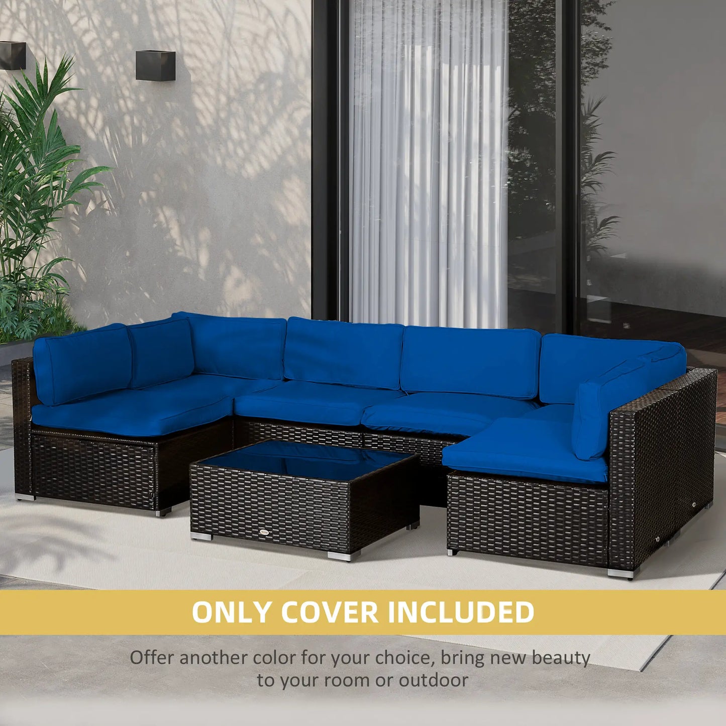 14pc Patio Rattan Sofa Set, Polyester Cover Replacement, Navy Blue Patio Chair Cushions at Gallery Canada