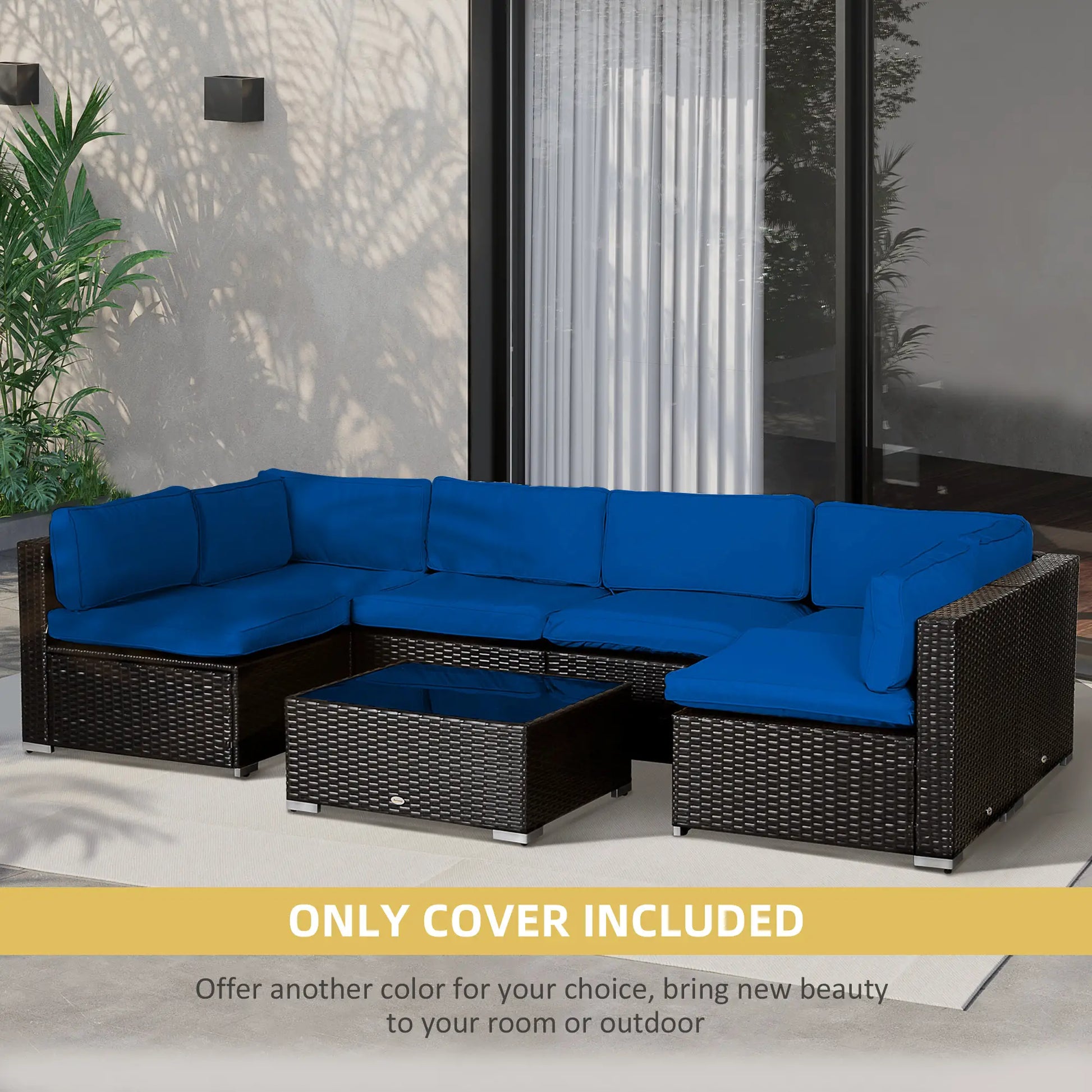 14pc Patio Rattan Sofa Set, Polyester Cover Replacement, Navy Blue Patio Chair Cushions at Gallery Canada