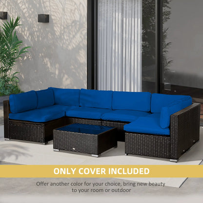 14pc Patio Rattan Sofa Set, Polyester Cover Replacement, Navy Blue Patio Chair Cushions at Gallery Canada