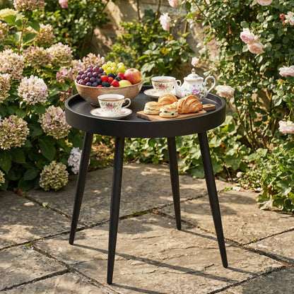 19.5" Round Patio Table, Small Outdoor Coffee Side Table, Black Patio Side Tables at Gallery Canada