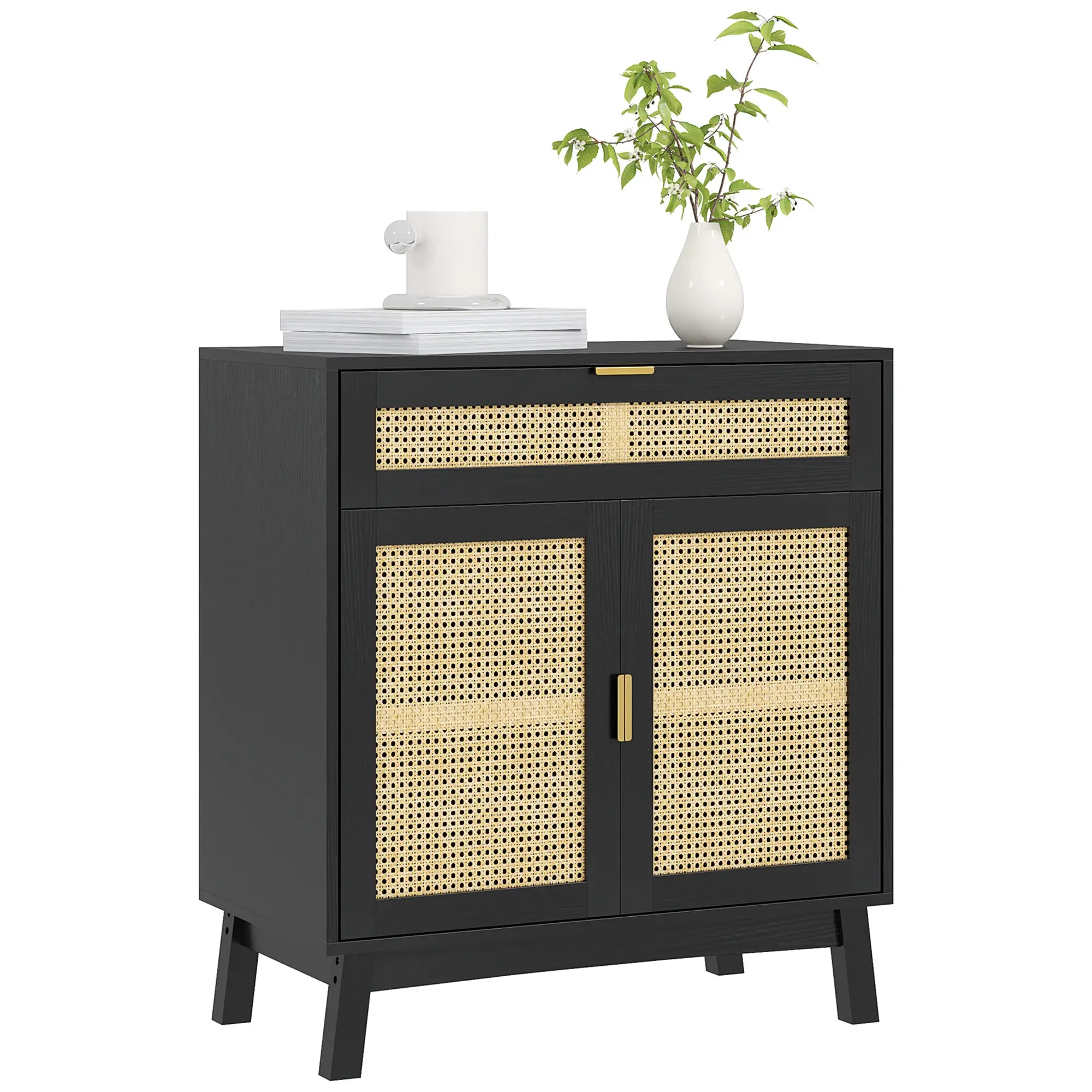 Boho Sideboard Cabinet, Rattan Doors, Black Storage Cabinets at Gallery Canada