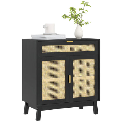 Boho Sideboard Cabinet, Rattan Doors, Black Storage Cabinets at Gallery Canada