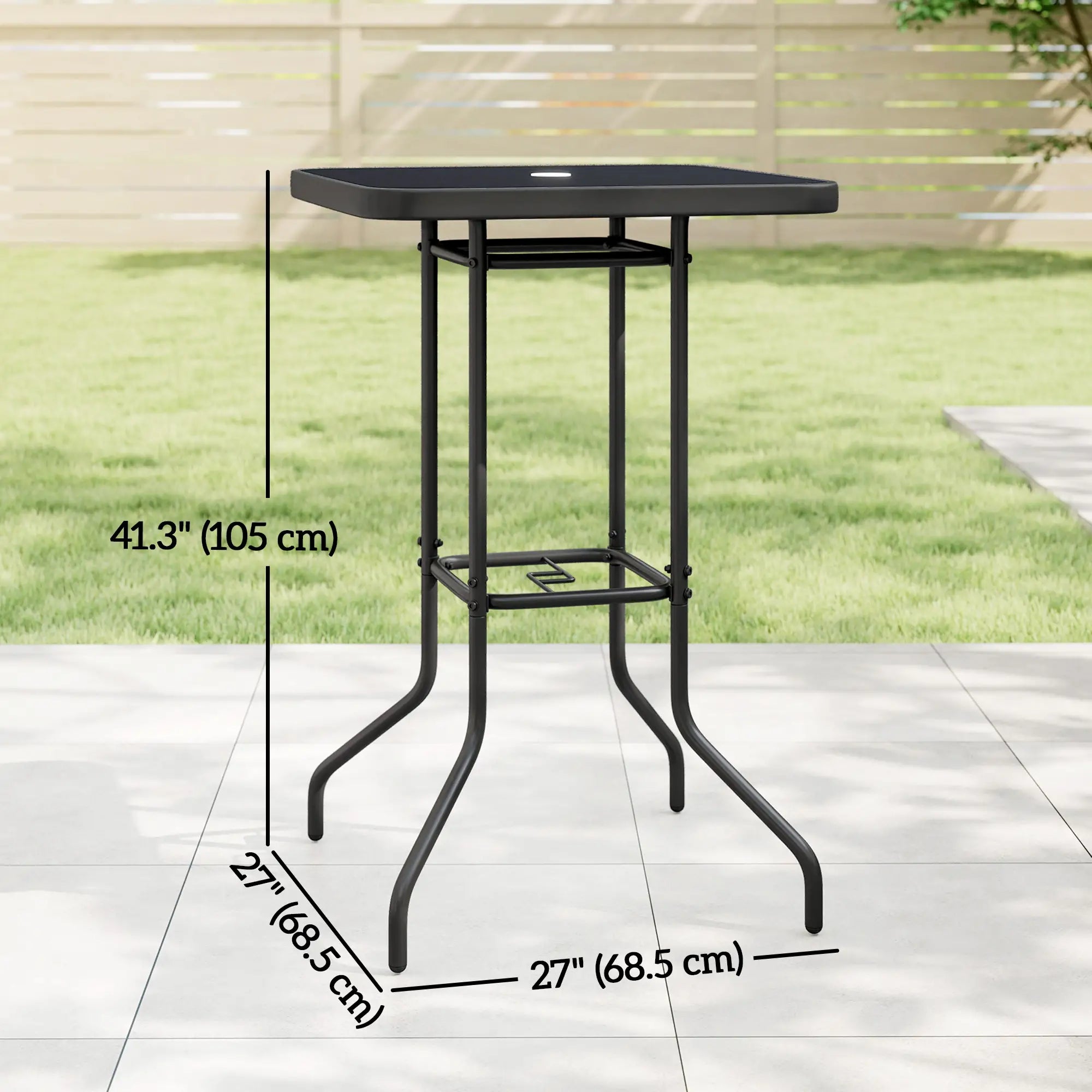 Outdoor Bar Table With Umbrella Hole, 41.3