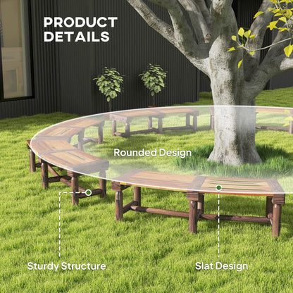 Wooden Outdoor Tree Bench, Slatted Seat, 60in, Brown Outdoor Benches at Gallery Canada