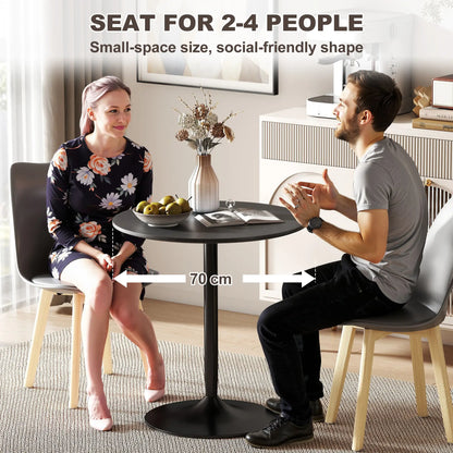 27.6" Round Kitchen Table for 2, Wood Veneer, Steel Base, Black Dining Tables at Gallery Canada