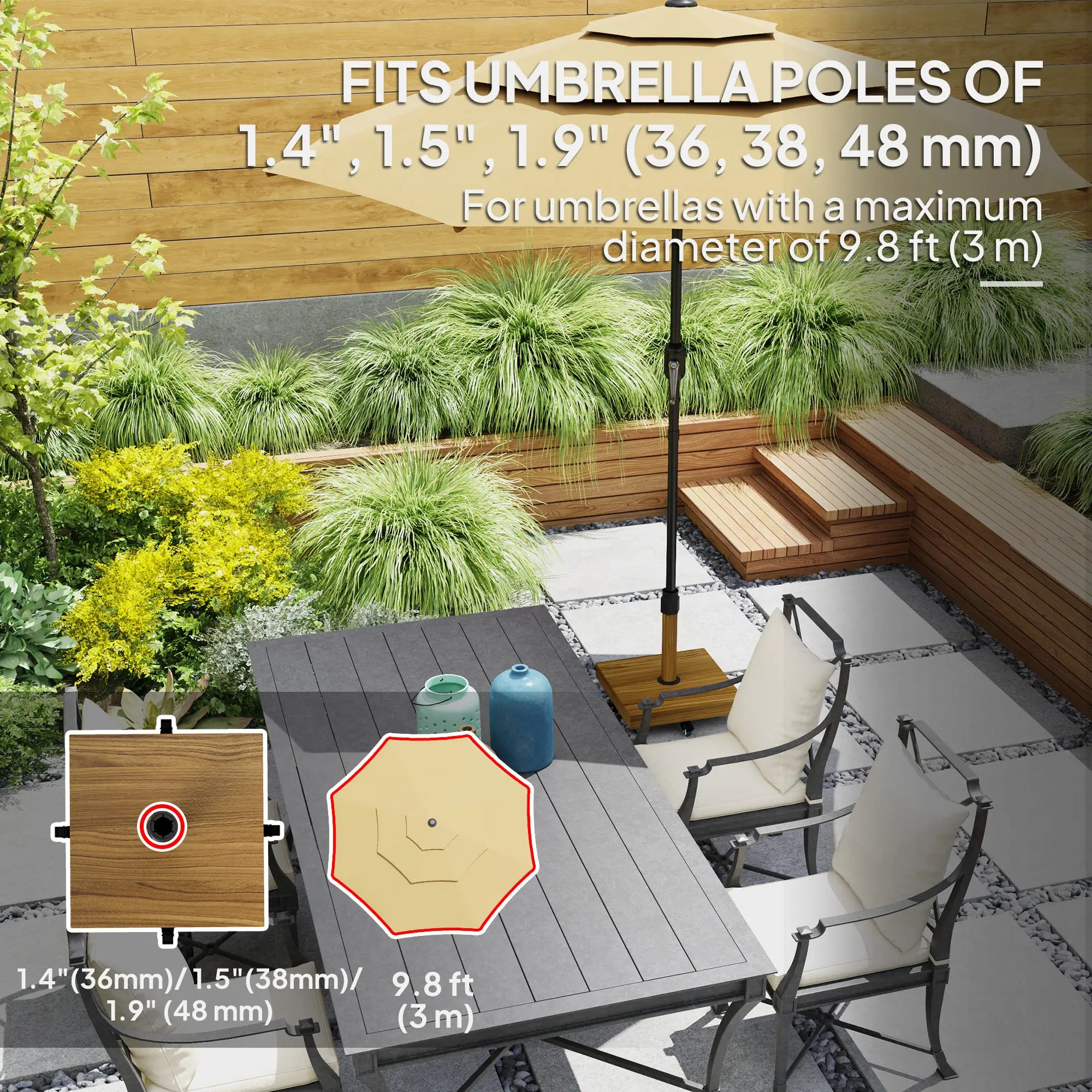 Heavy Duty Patio Umbrella Stand with Wheels, Outdoor Base Holder Umbrella Bases at Gallery Canada