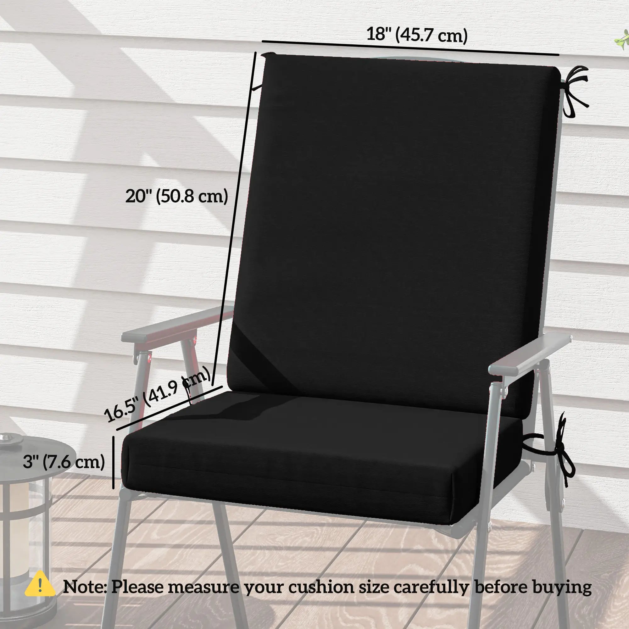 Outdoor Cushions Set of 2, Dining Chair Seat Cushions with Back, Fade-Resistant, Black Patio Chair Cushions at Gallery Canada