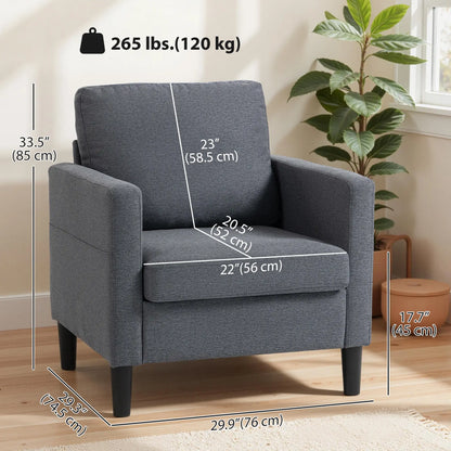 Modern Upholstered Accent Chair, Thick Padded Seat, Dark Grey Accent Chairs at Gallery Canada