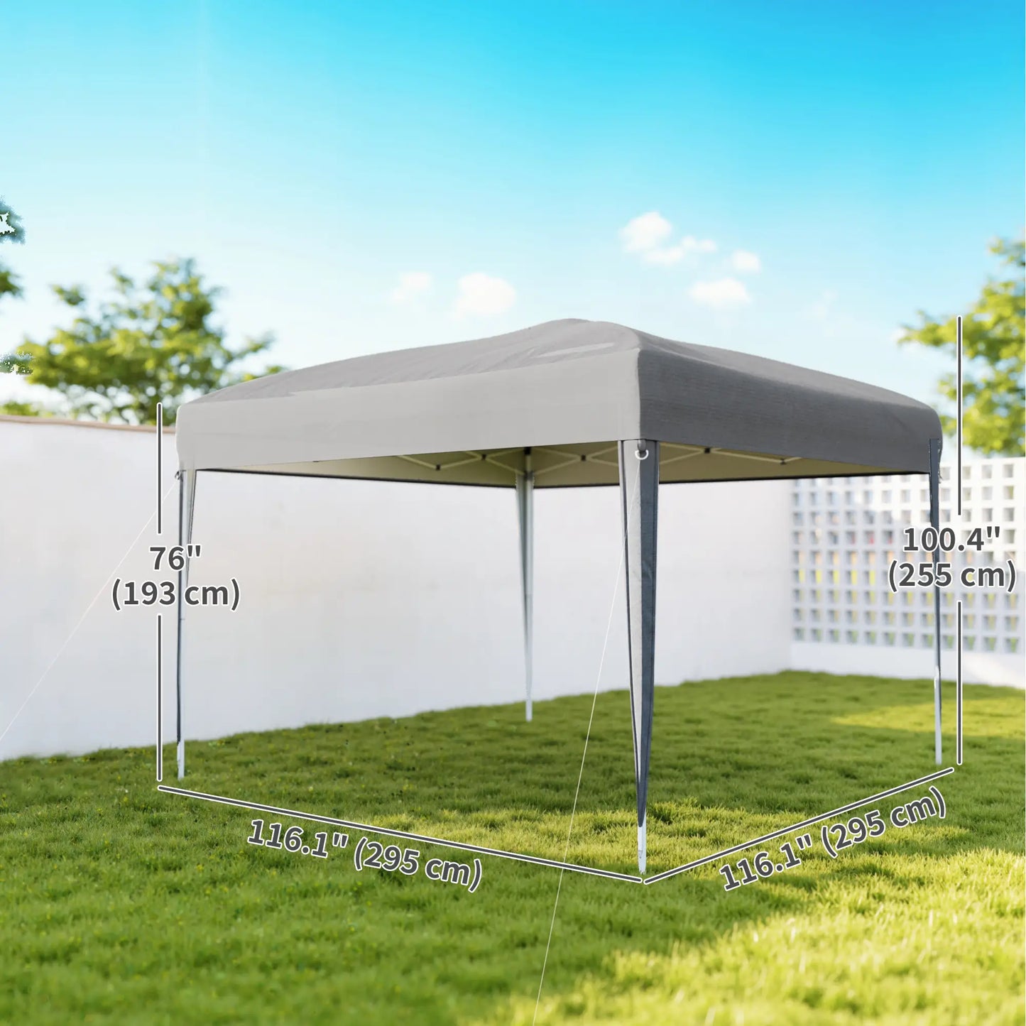 10 x 10ft Folding Pop Up Tent, Outdoor Gazebo Canopy, Grey Pop Up Canopies at Gallery Canada