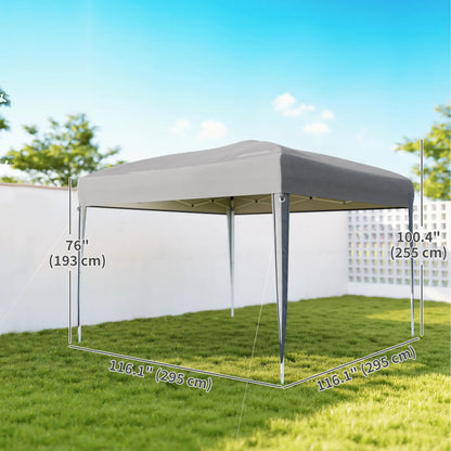 10 x 10ft Folding Pop Up Tent, Outdoor Gazebo Canopy, Grey Pop Up Canopies at Gallery Canada