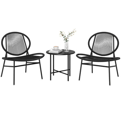 Rattan Bistro Set, 3 Pieces Wicker Patio Furniture, Black Bistro Sets Black at Gallery Canada