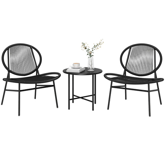 Rattan Bistro Set, 3 Pieces Wicker Patio Furniture, Black Bistro Sets Black at Gallery Canada