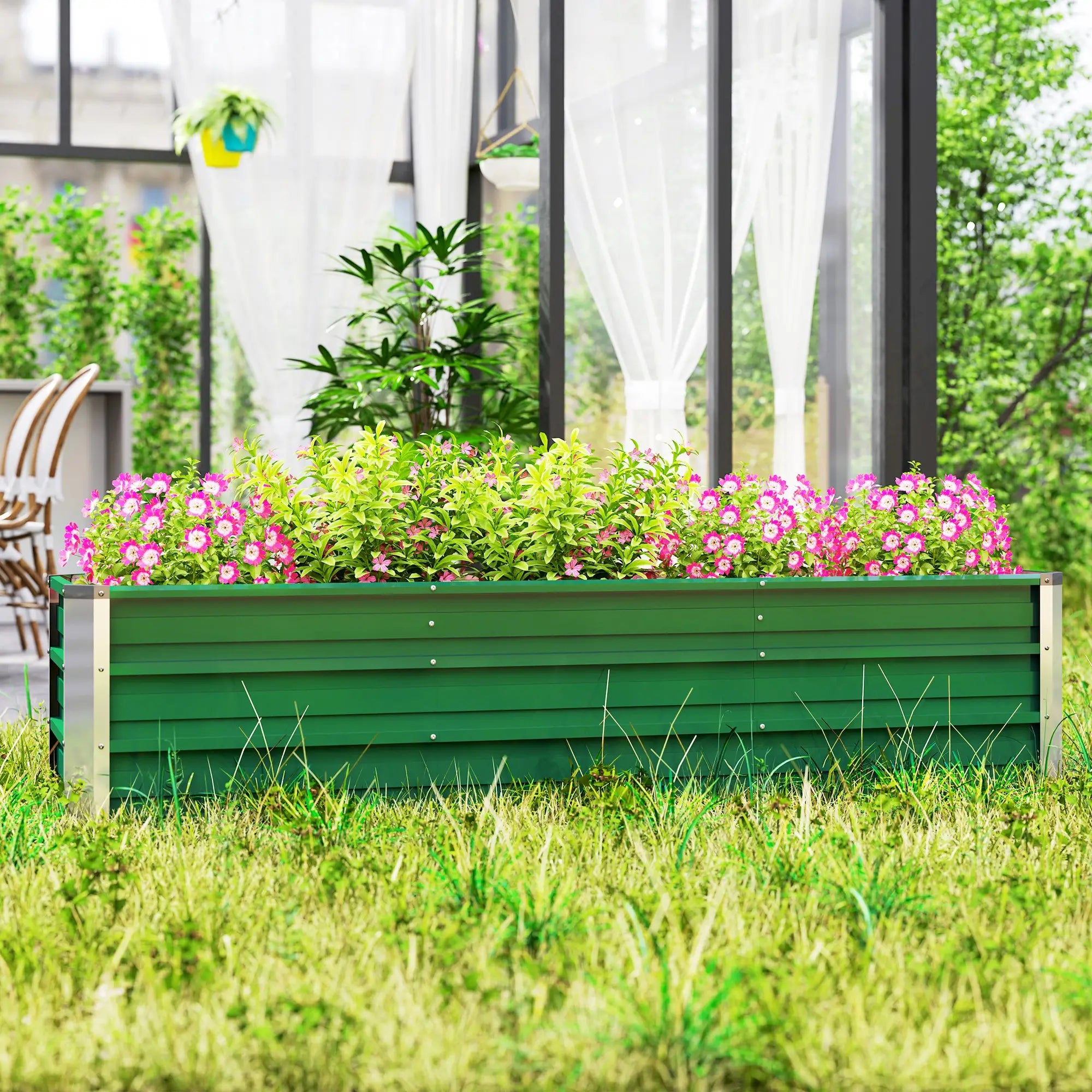 6' x 1.5' x 1.3' Galvanized Raised Garden Bed, Large Metal Planter Box, Green Galvanized Planter Boxes at Gallery Canada