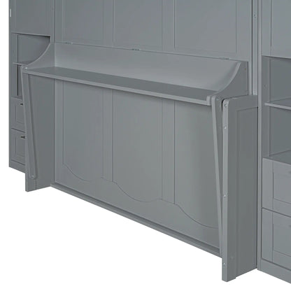 Queen Murphy Bed with Closet, Drawers, Shelves, 114" L x 17" W x 87" H, Grey Bed Frames at Gallery Canada