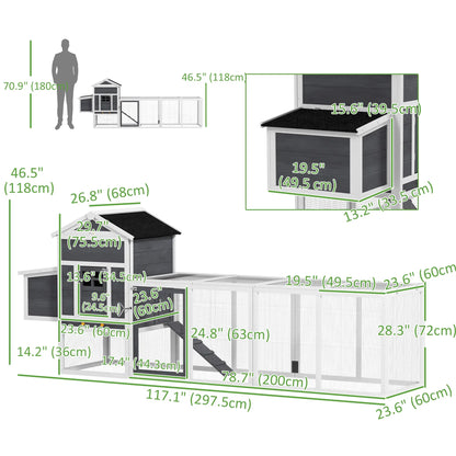 Extra Large Chicken Coop, 117", Asphalt Roof, Slide-out Tray, Nesting Box, Grey Chicken Coops at Gallery Canada