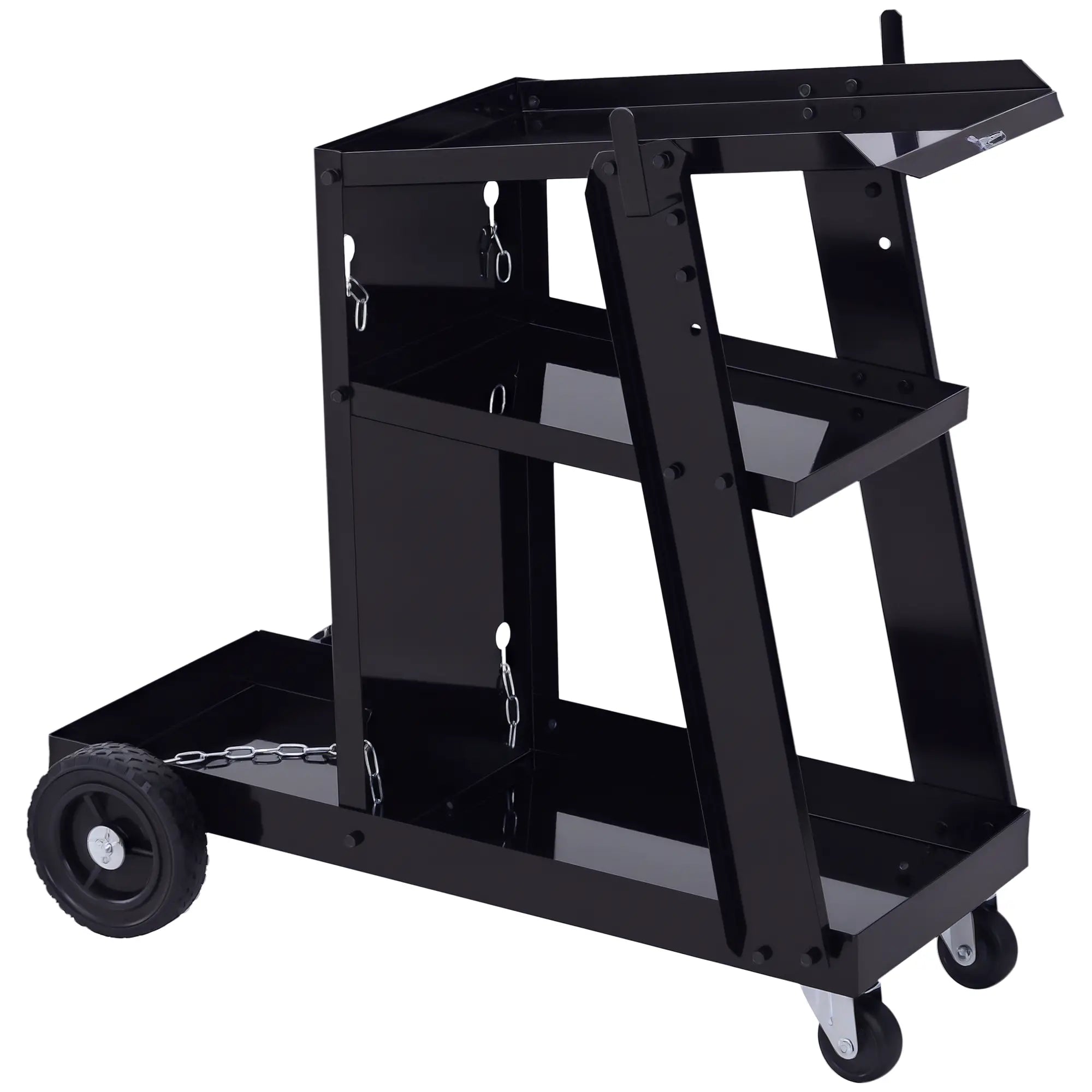 3 Tier Welding Cart, Welder Trolley, Garage Cart for Tanks Gas Bottles, Black Tool Organizers Black at Gallery Canada