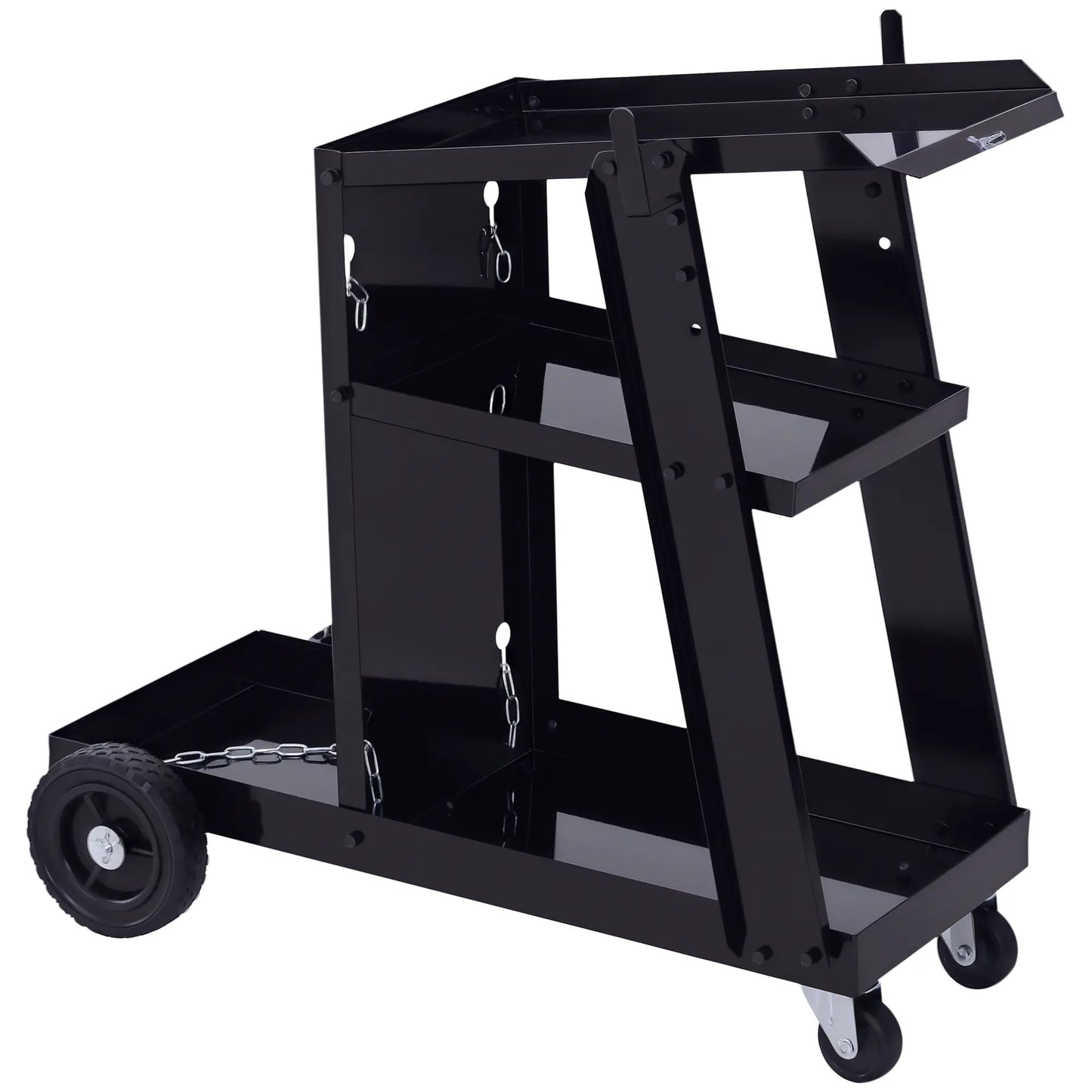 3 Tier Welding Cart, Welder Trolley, Garage Cart for Tanks Gas Bottles, Black Tool Organizers Black at Gallery Canada