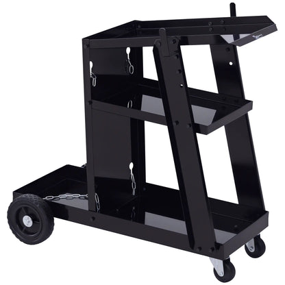 3 Tier Welding Cart, Welder Trolley, Garage Cart for Tanks Gas Bottles, Black Tool Organizers Black at Gallery Canada