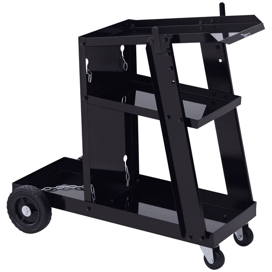 3 Tier Welding Cart, Welder Trolley, Garage Cart for Tanks Gas Bottles, Black Tool Organizers Black at Gallery Canada