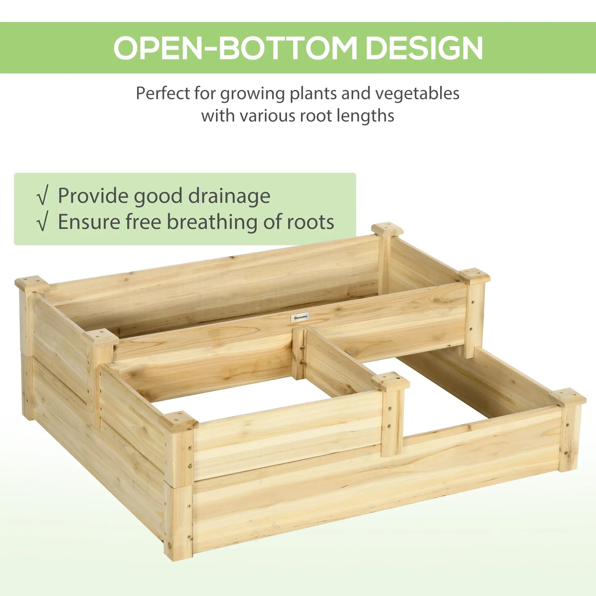 3 Tier Raised Garden Bed, Wooden Planter Box, 42.5