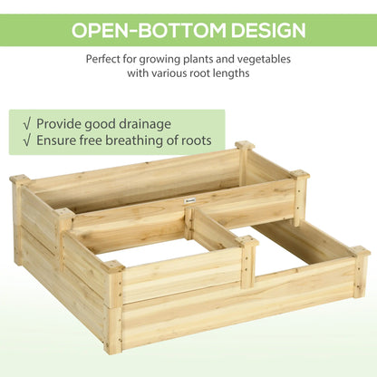 3 Tier Raised Garden Bed, Wooden Planter Box, 42.5"x34.6"x14.2", Natural Wooden Planter Boxes at Gallery Canada