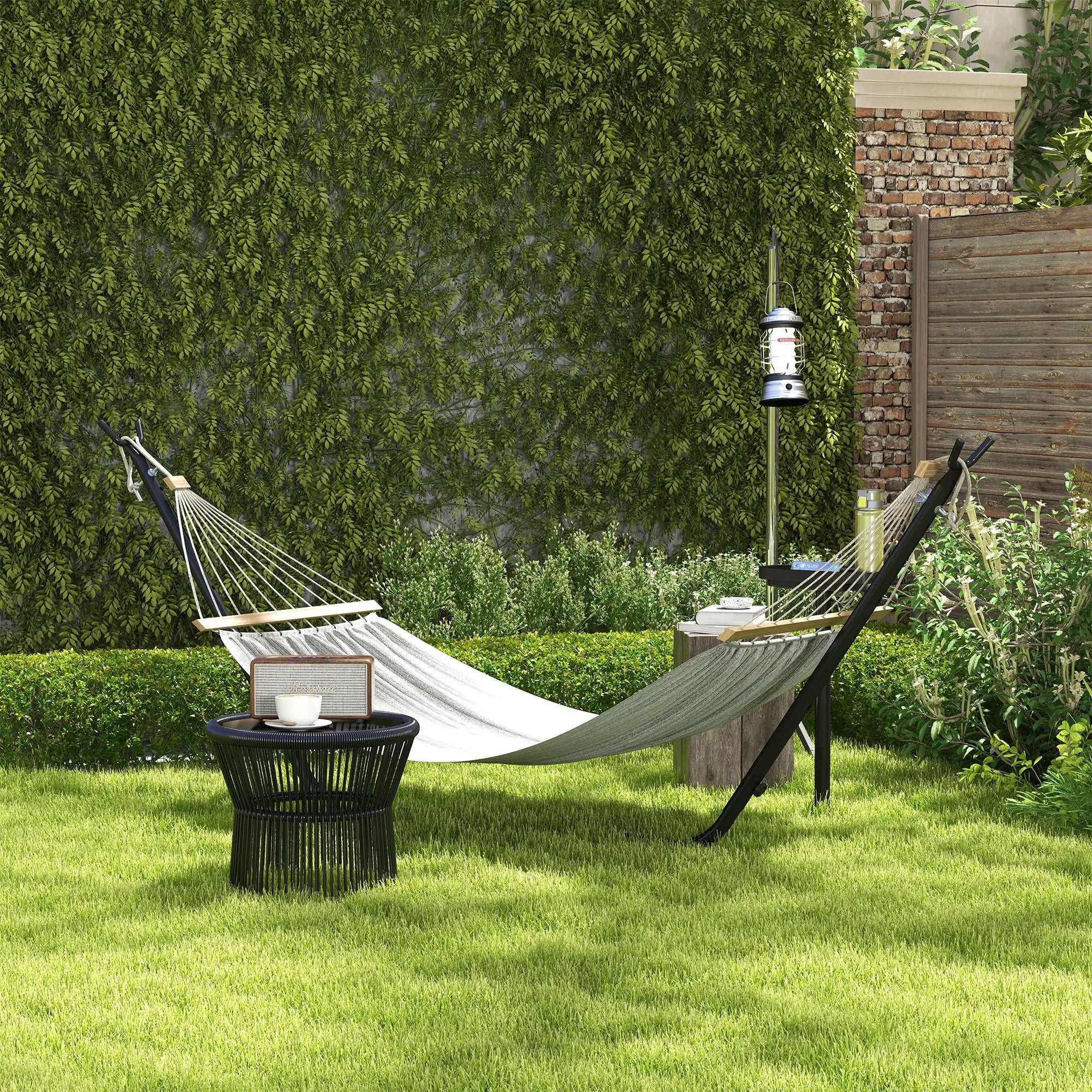 10' Hammock Stand With Side Tray, Steel Frame, Black Hammock Stands at Gallery Canada