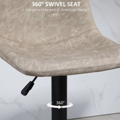 Adjustable Counter Height Bar Stools, Set of 2, 360° Swivel, Vintage Leather, Beige Bar Stools at Gallery Canada