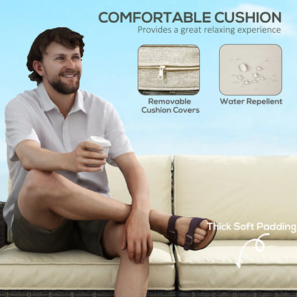 6-Piece Outdoor Rattan Patio Set, Corner Sofa, Wood-Plastic Table, Light Khaki Patio Furniture Sets at Gallery Canada