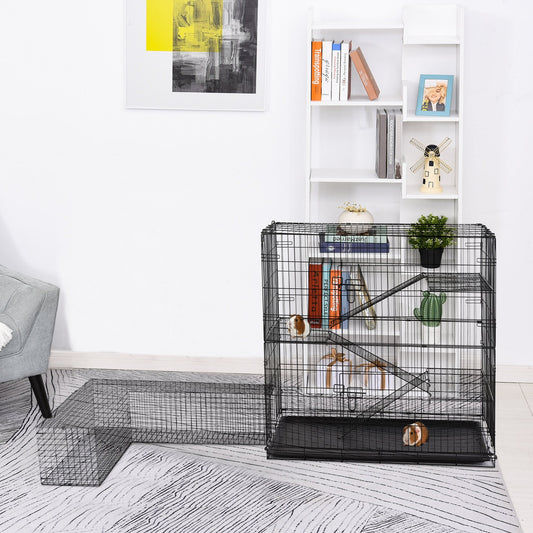 Small Animal Cage Pet Play House w/ Platform Ramp Removable Tray Wire Enclosure - Gallery Canada