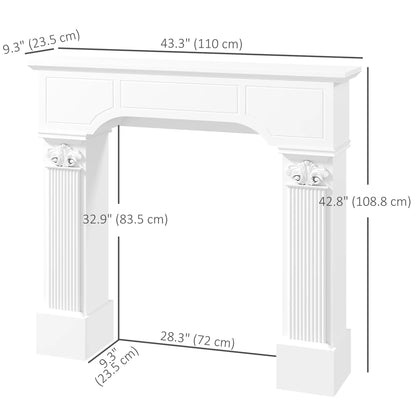Baroque Fireplace Mantle, Freestanding Surround, 43.25 Inch x 42.75 Inch, White Fireplaces & Accessories at Gallery Canada