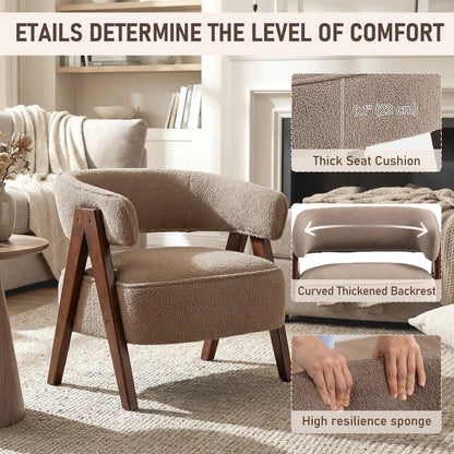 Sherpa Fleece Accent Chair, Upholstered Armchair, Light Brown Accent Chairs at Gallery Canada