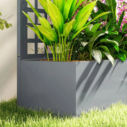 Galvanized Raised Garden Bed Planter Box, 35"x16"x70" Grey Wood Effect, Grey