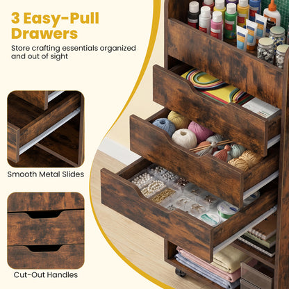 Utility Trolley With 3 Drawers, Rustic Brown Bookcases at Gallery Canada