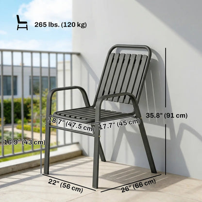 Stackable Patio Chairs Set Of 4, Outdoor Dining Chairs, Grey