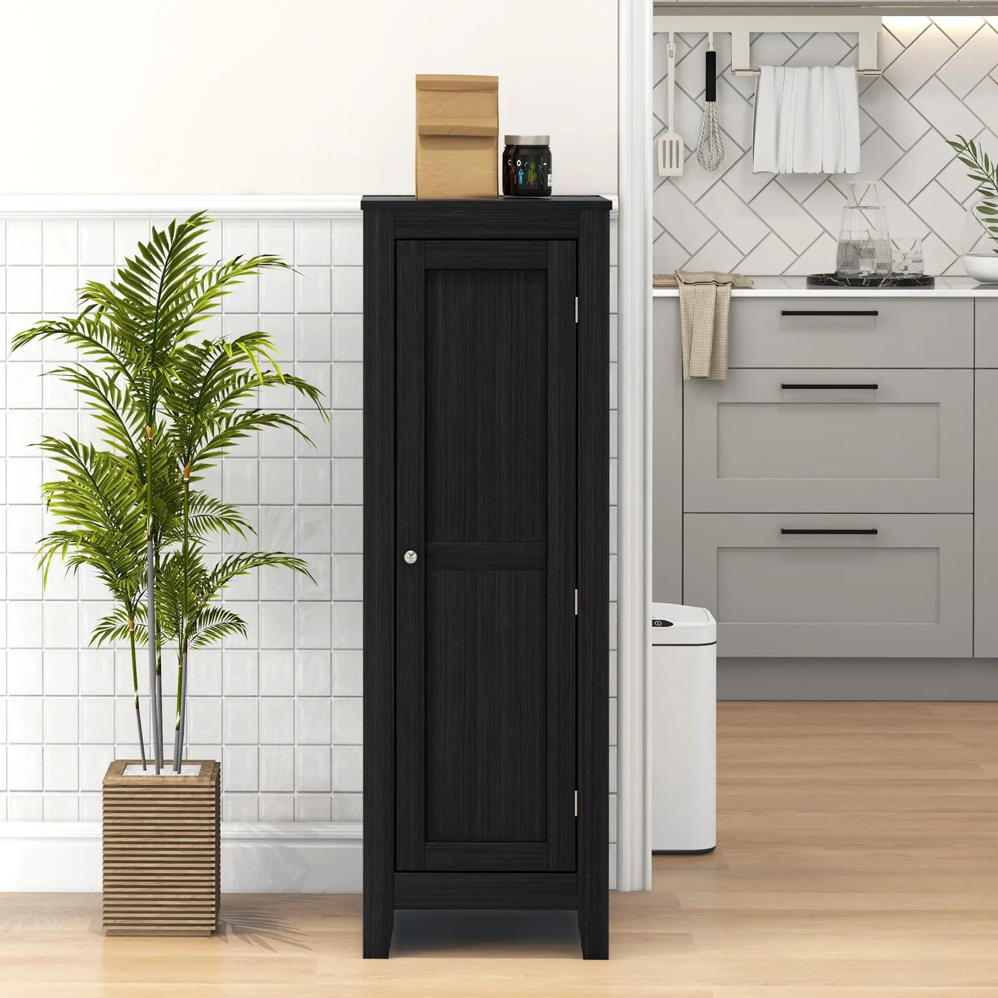 Adjustable Shelf Kitchen Pantry Storage Cabinet, Black Kitchen Pantry Cabinets at Gallery Canada