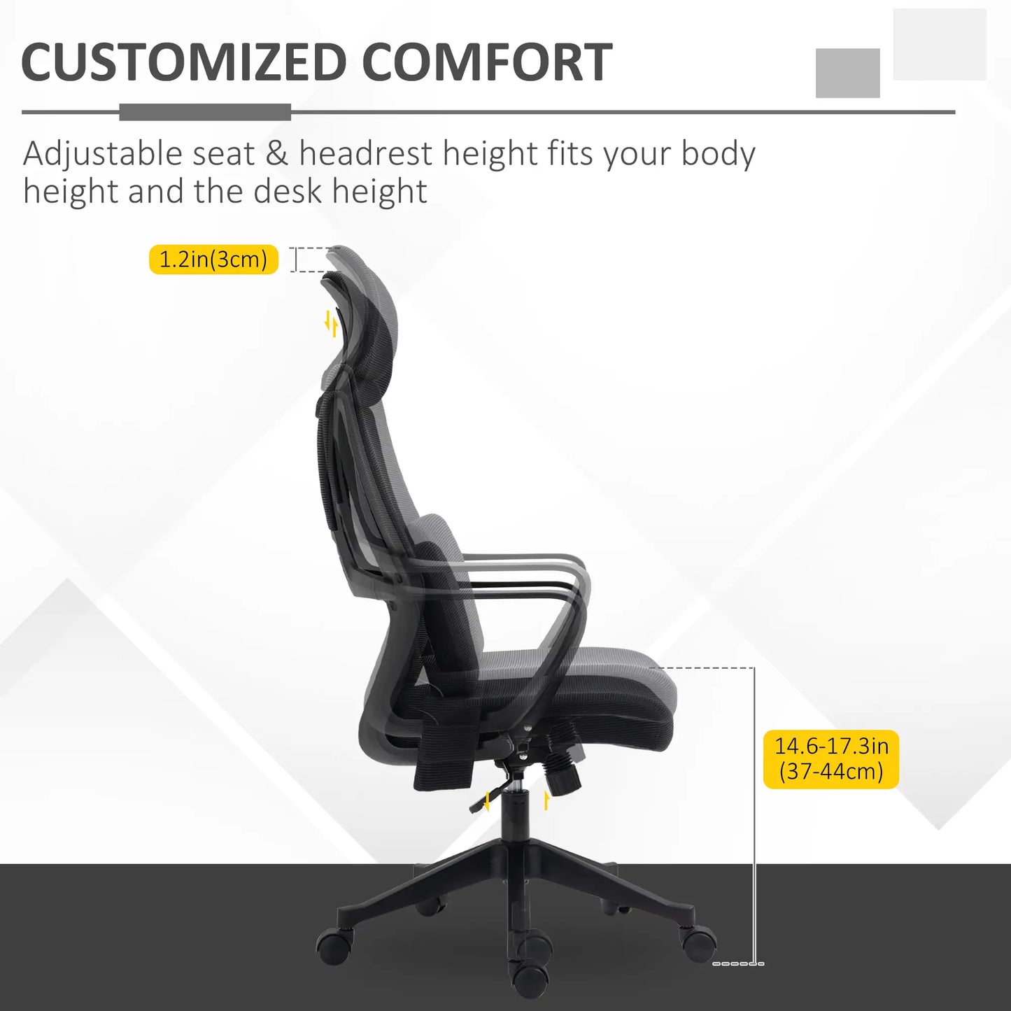 Ergonomic High Back Office Chair, Mesh Computer Chair, Lumbar Support Massage Chairs at Gallery Canada
