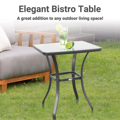 27" Square Patio Table, Tempered Glass Top, Steel Frame Patio Side Tables at Gallery Canada