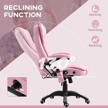 6 Point Vibrating Massage Chair, High Back Executive, Reclining, Swivel Wheels, Pink Massage Chairs at Gallery Canada
