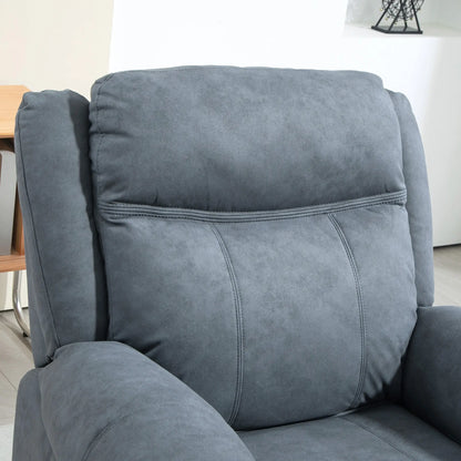 Manual Recliner Chair, Vibration Massage, Side Pockets, Microfibre, Blue-Grey Sofas & Reclining Chairs at Gallery Canada