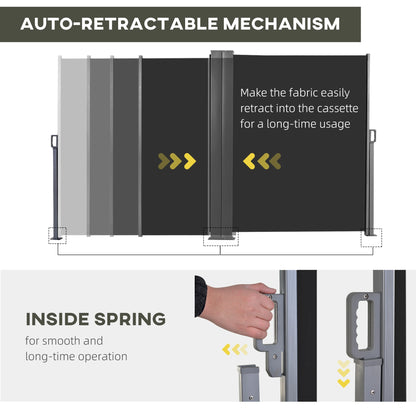 236" x 63" Outdoor Privacy Wall, Double Retractable Awning, Black Side Awnings at Gallery Canada