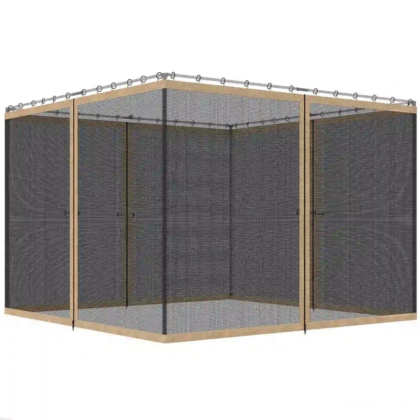 Gazebo Mosquito Netting, 12' x 12', Zipper Screen Walls, Black, Khaki Gazebo Sidewalls Khaki at Gallery Canada