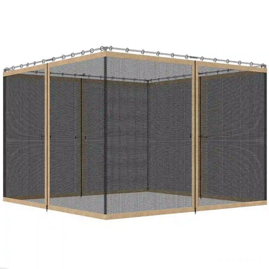 Gazebo Mosquito Netting, 12' x 12', Zipper Screen Walls, Black, Khaki Gazebo Sidewalls Khaki at Gallery Canada