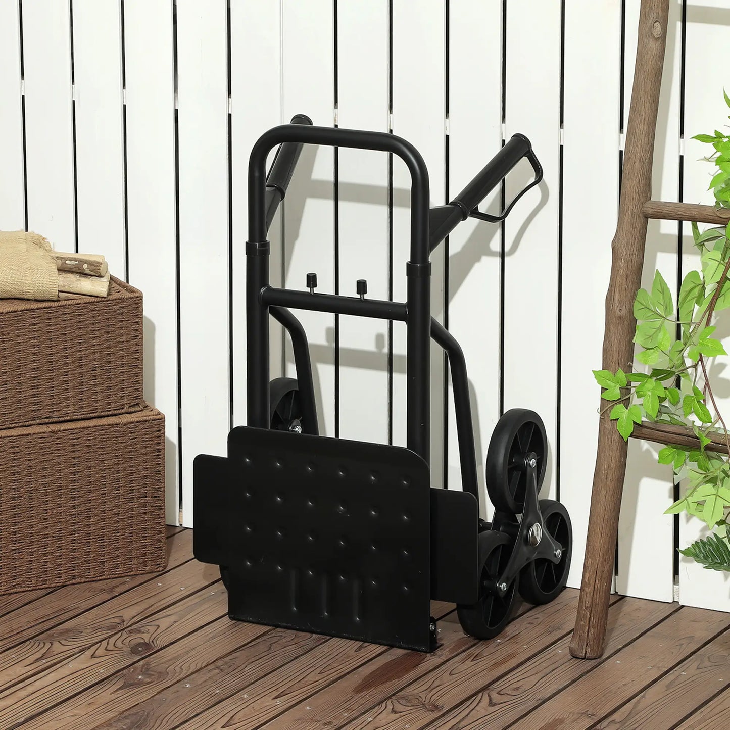 6-Wheels Stair Climber Cart, Foldable Steel, 264lbs, Black Folding Hand Trucks at Gallery Canada