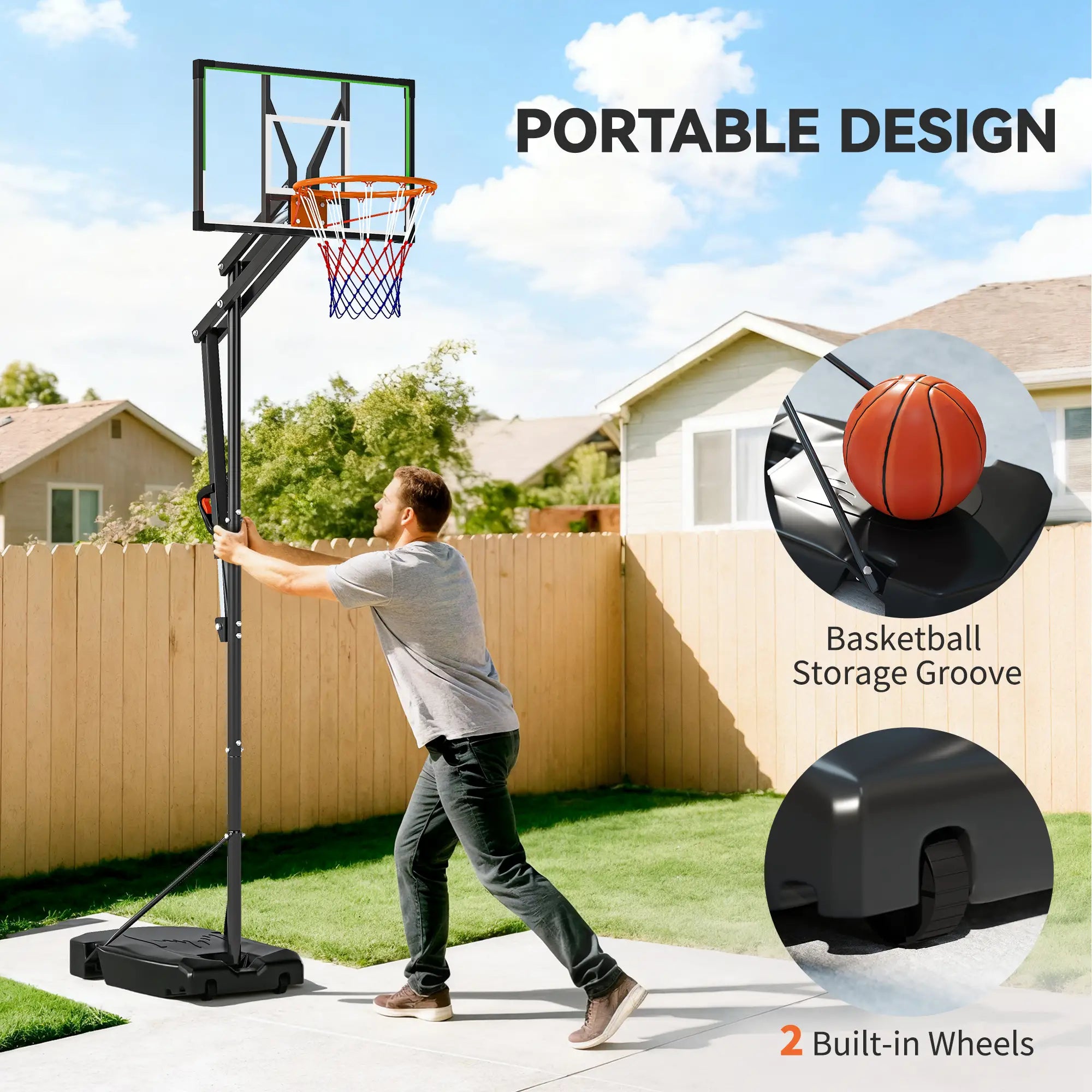 Adjustable Basketball Hoop, 4.1-8.5ft, 33