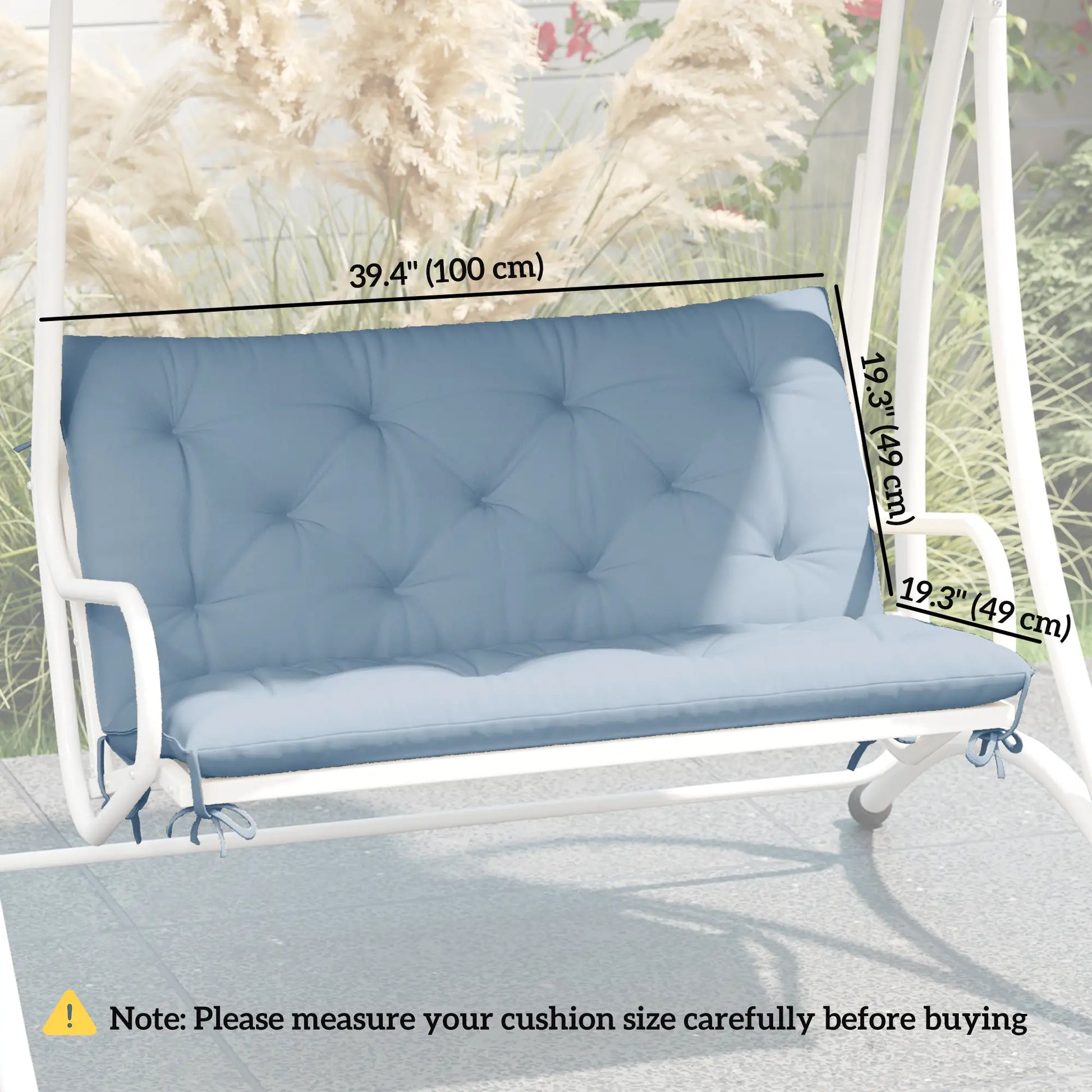Garden Bench Cushion, 2 Seater with Backrest, Non-Slip Thick Pad, Blue Patio Chair Cushions at Gallery Canada