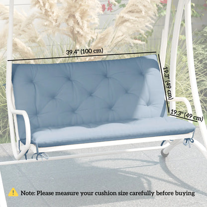 Garden Bench Cushion, 2 Seater with Backrest, Non-Slip Thick Pad, Blue Patio Chair Cushions at Gallery Canada