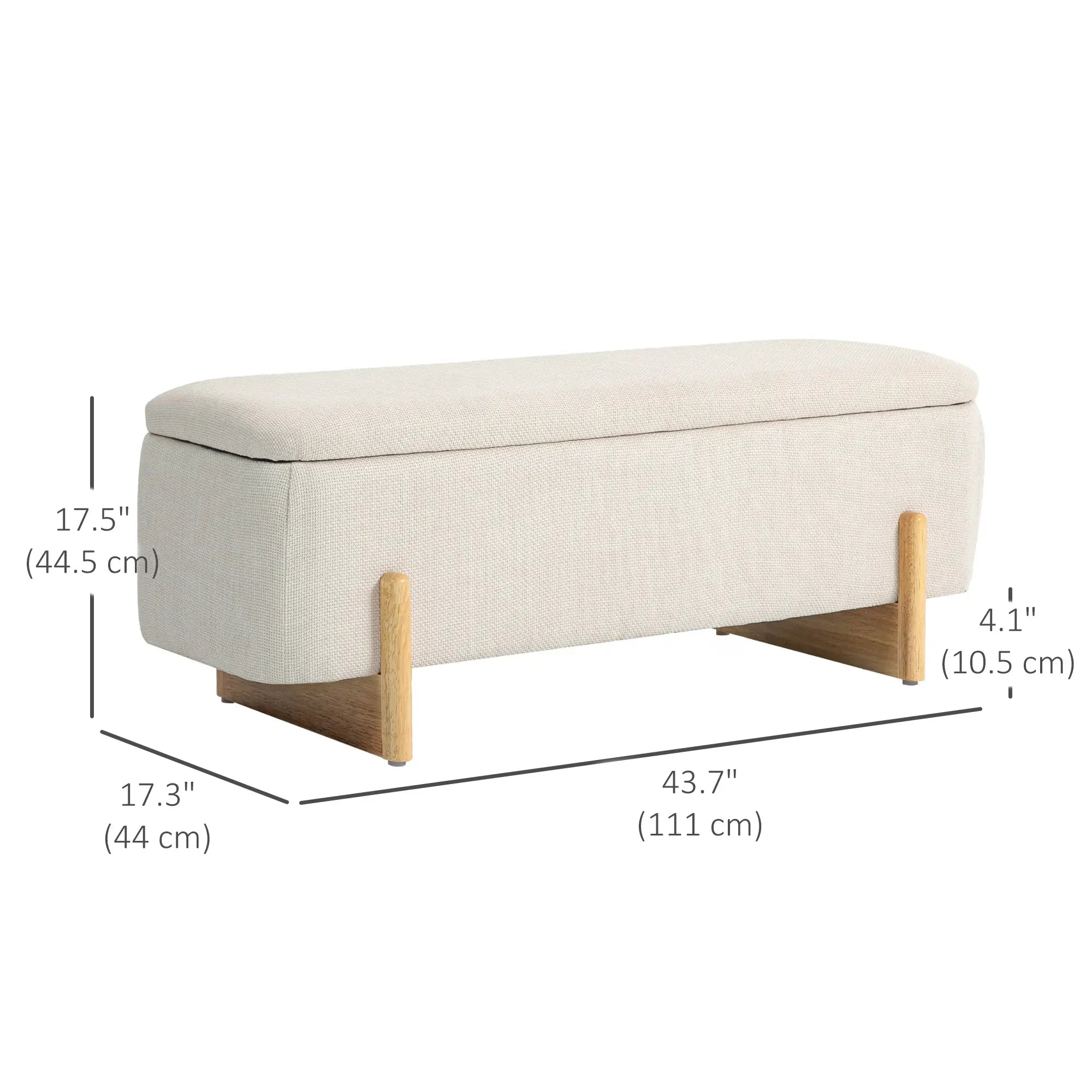 Linen-Look Storage Ottoman Bench, Cream White, Cream White Storage Ottomans & Benches at Gallery Canada