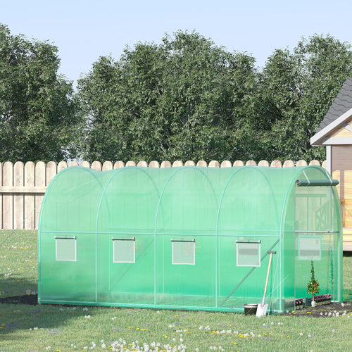 Walk-In Tunnel Greenhouse, 13x6.4x6.5ft, Galvanised Steel Frame, Green