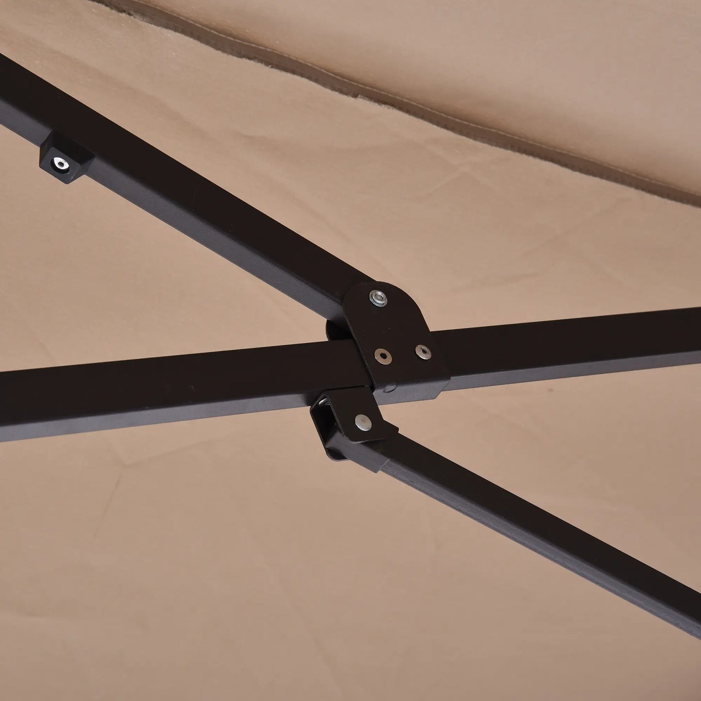 15' Outdoor Patio Umbrella, Twin Canopy Sunshade, Steel Table, Lift Crank, Tan Sun Umbrellas at Gallery Canada