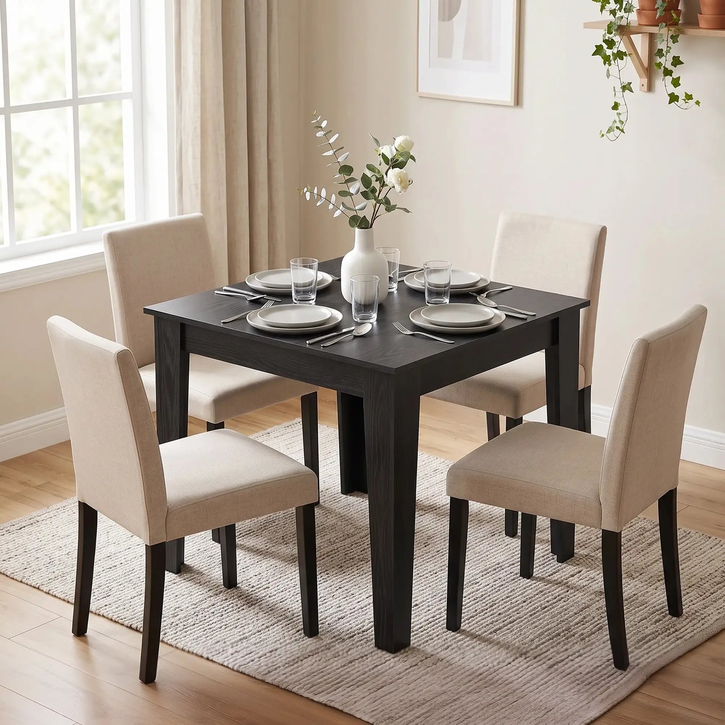Square Dining Table for 4, 31.5" Wood Effect, Kitchen Dining Tables at Gallery Canada